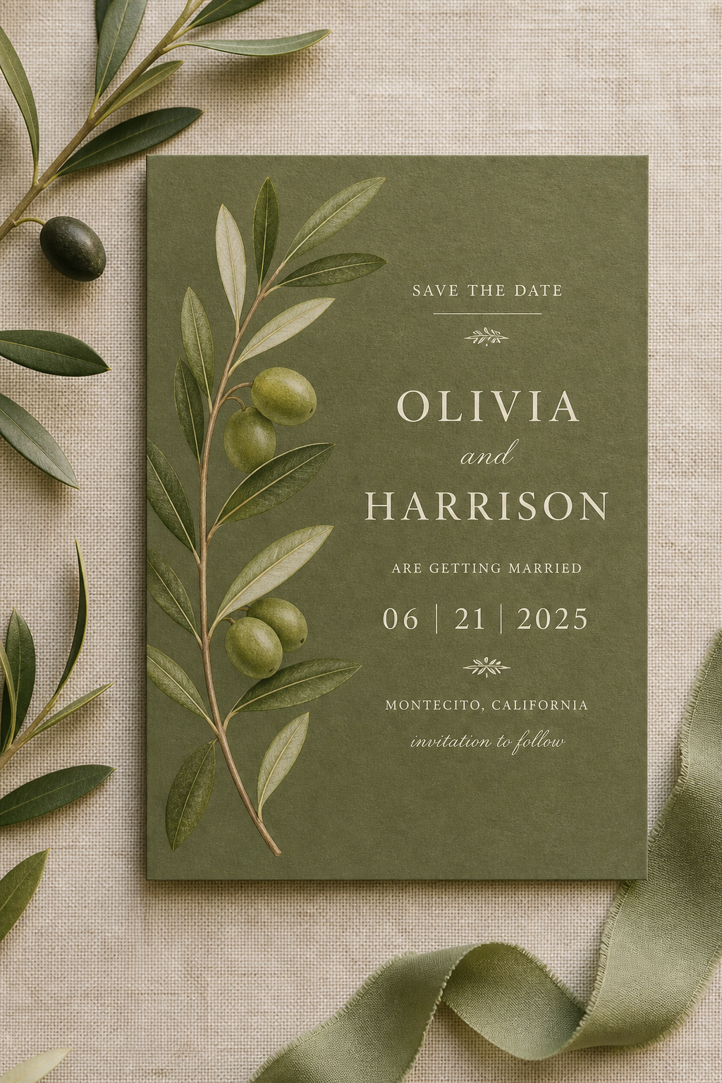 Site Save the Date verde oliva